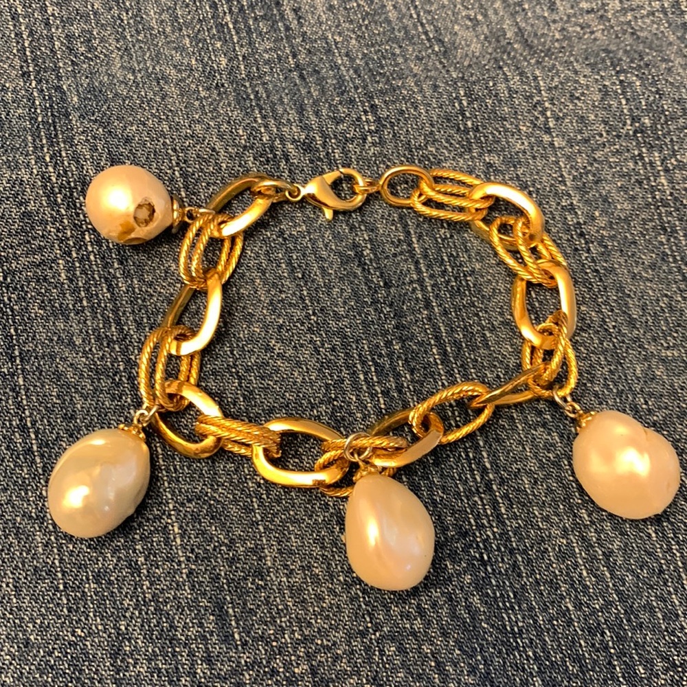 Genuine Baroque Pearls with gold plated bracelet.